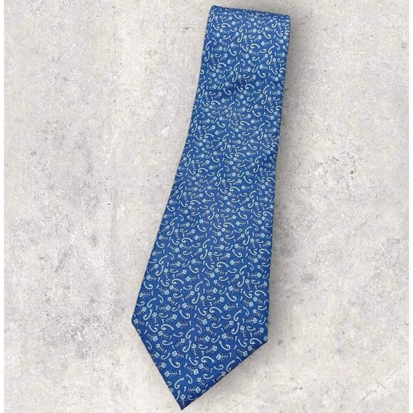 Vineyard Vines Other - NEW VINEYARD VINES Silk Tie USA Blue Hook Fish Skeleton W:3.8"